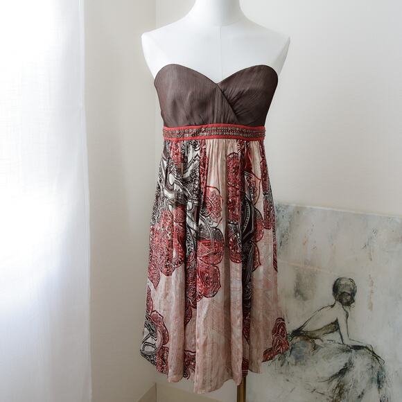 BCBGMaxaria Silk Y2k strapless Mini dress size 10 M - Picture 1 of 9